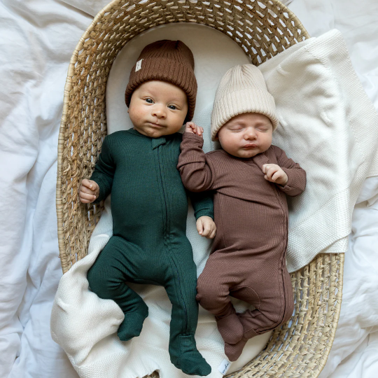 Pip + Phee Ribbed Bamboo Footed Sleeper in Hunter