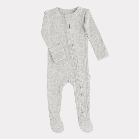 Pip + Phee Ribbed Bamboo Footed Sleeper in Light Heather Grey
