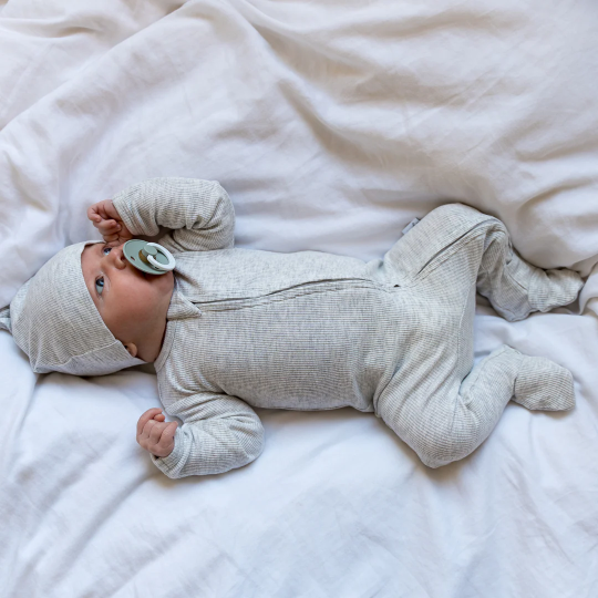 Pip + Phee Ribbed Bamboo Footed Sleeper in Light Heather Grey