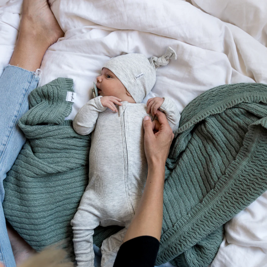 Pip + Phee Ribbed Bamboo Footed Sleeper in Light Heather Grey