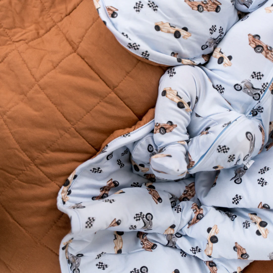 Pip + Phee Bamboo Footed Sleeper in Vintage Cars