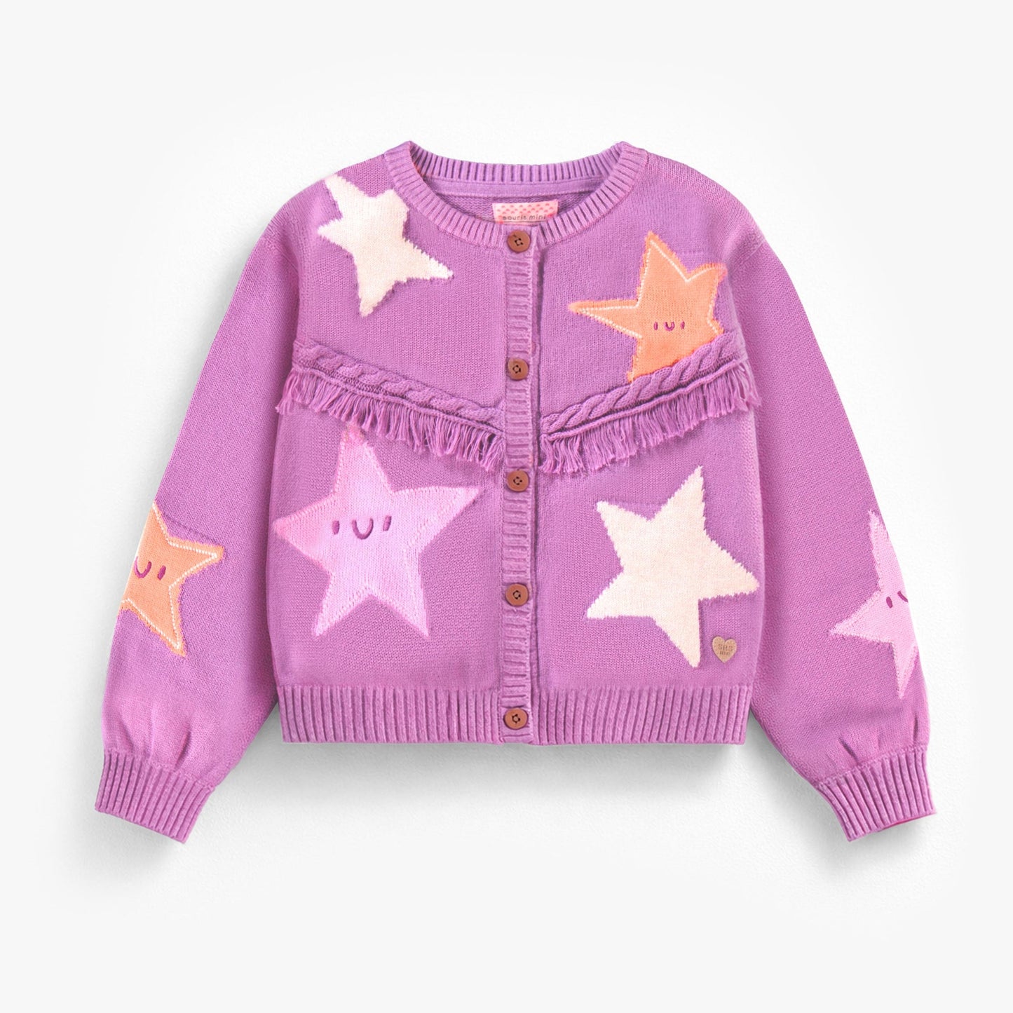 Souris Mini Purple Star Knit Cardigan