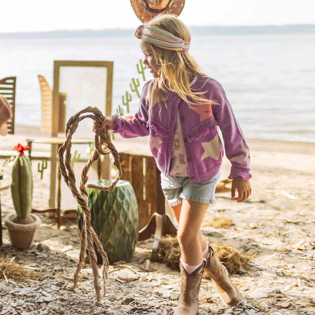 Souris Mini Purple Star Knit Cardigan
