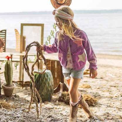 Souris Mini Purple Star Knit Cardigan