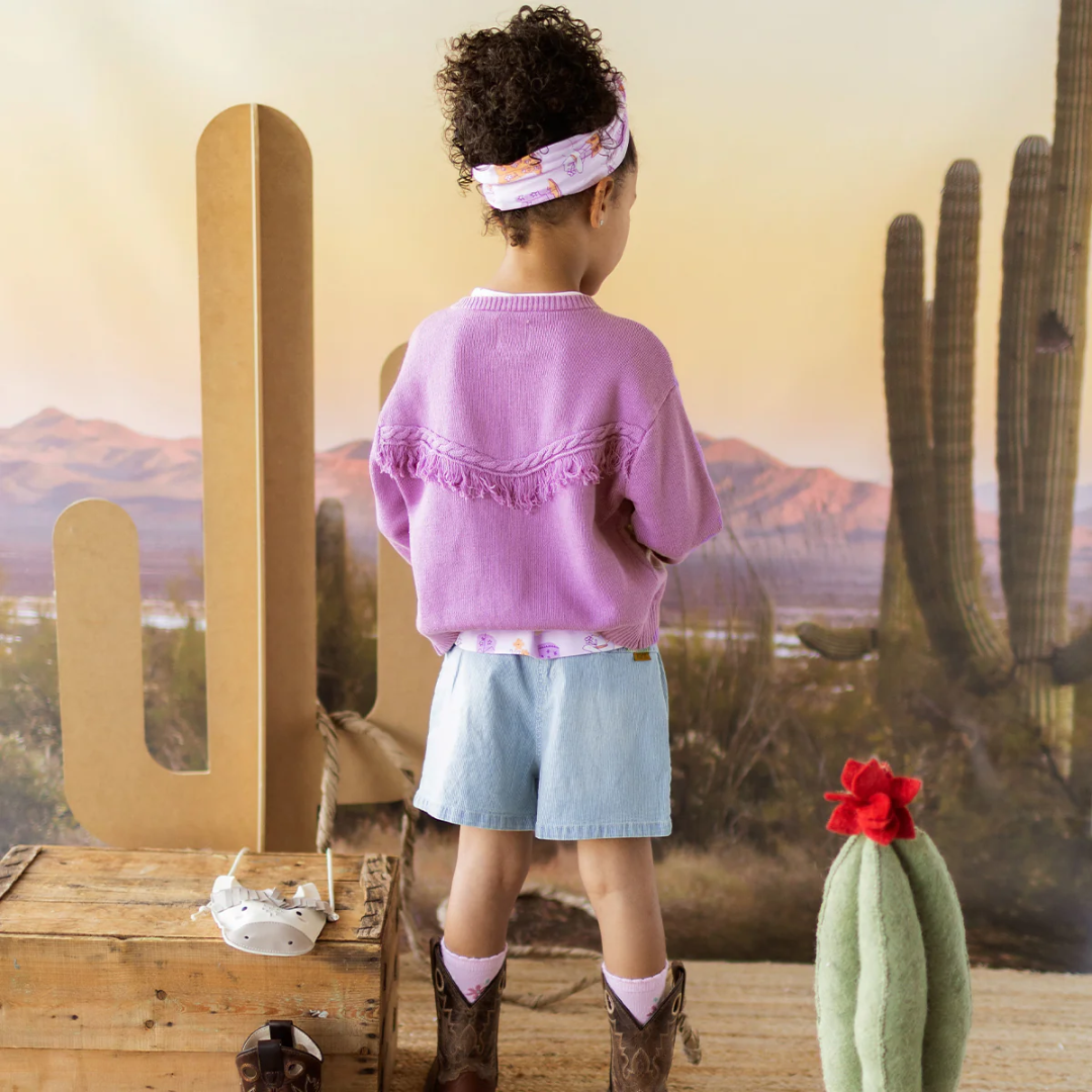 Souris Mini Purple Star Knit Cardigan