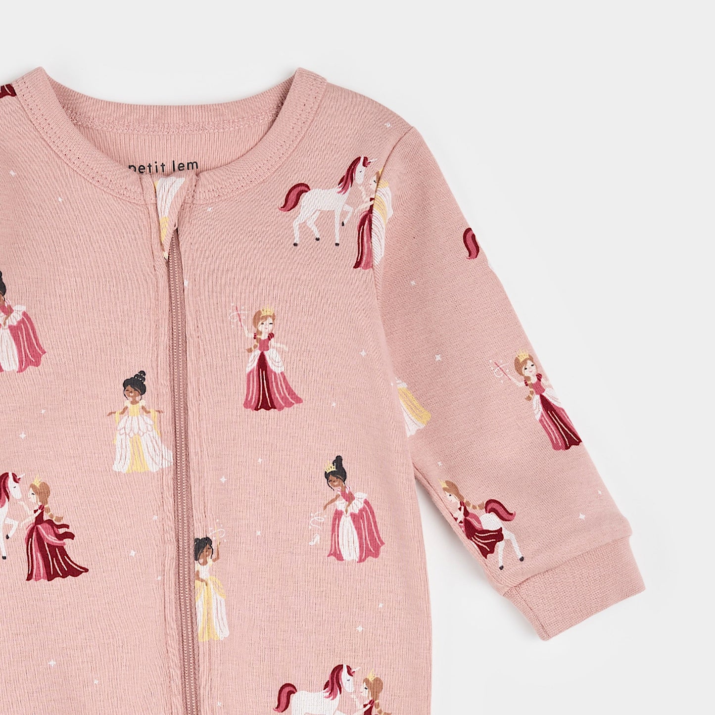 Petit Lem Footed Sleeper in Princess Print on Vintage Rose