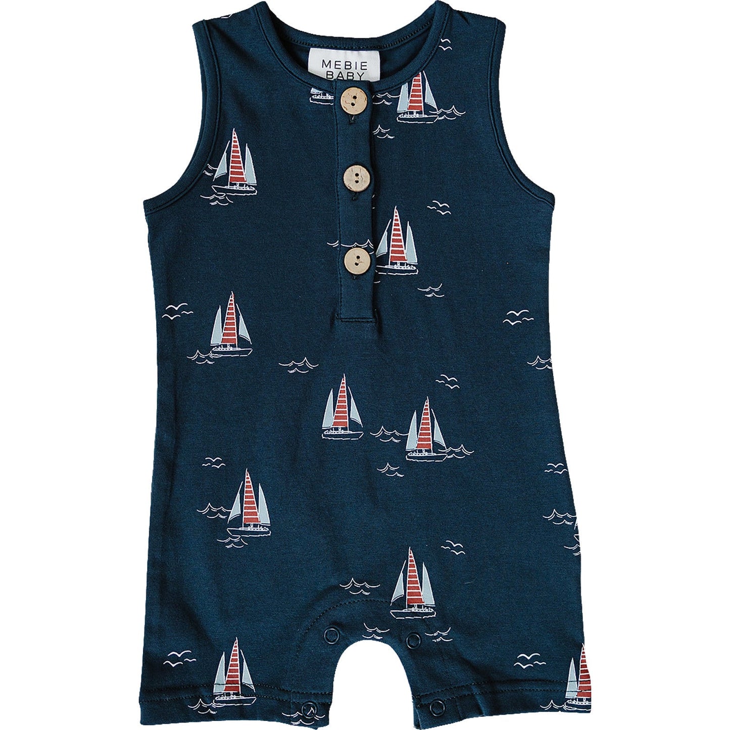 Mebie Baby Short Romper in Sailboat