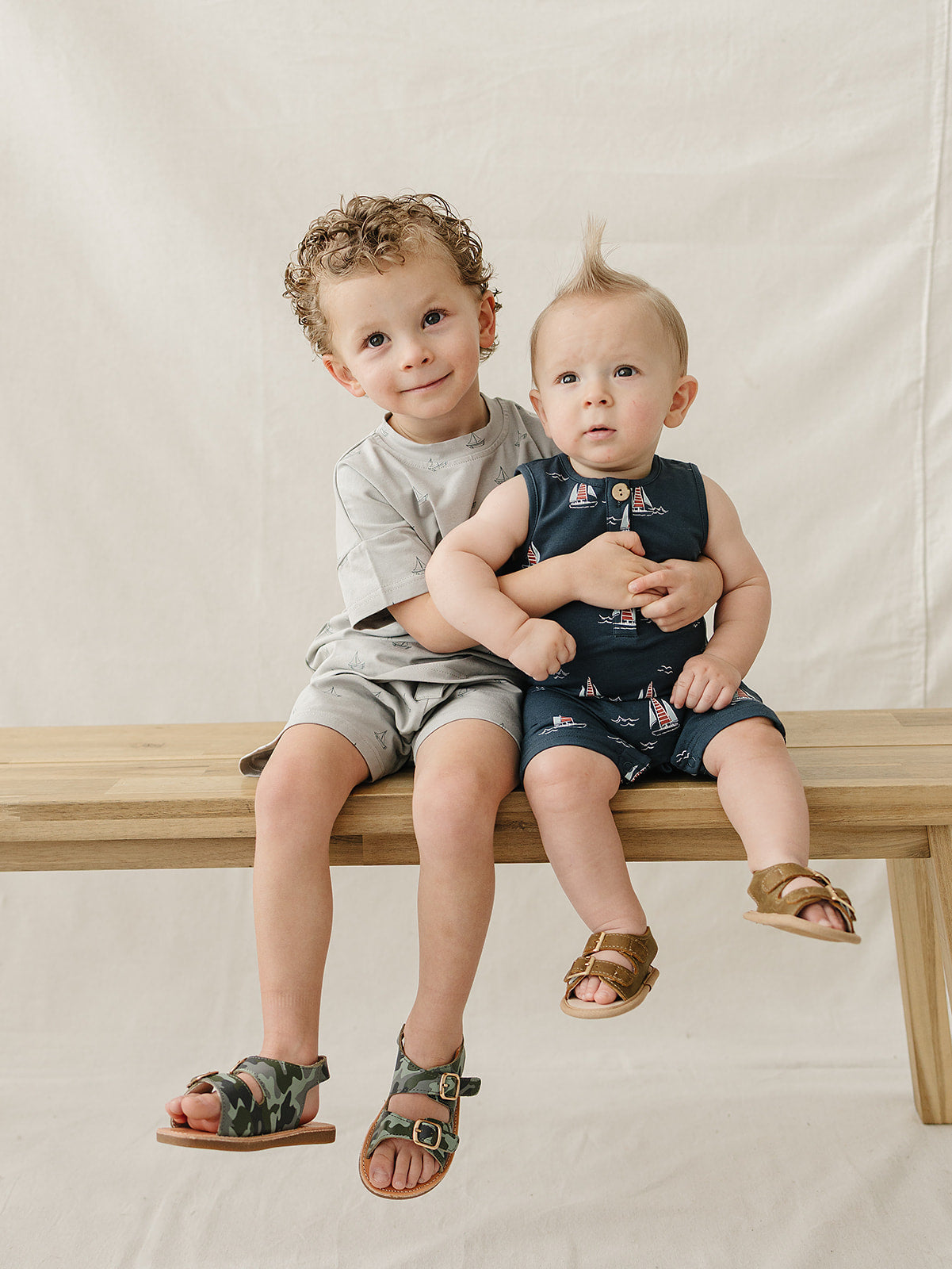 Mebie Baby Short Romper in Sailboat