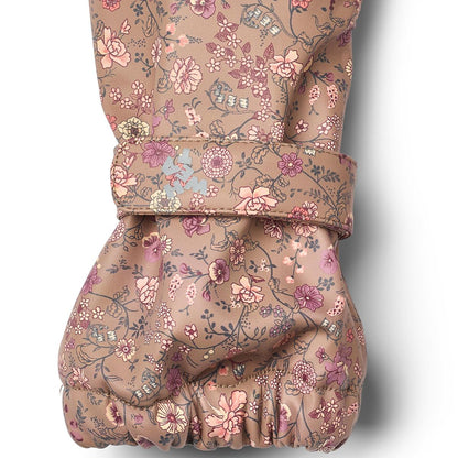 Wheat Rily Rain Mittens in Portobella Flowers