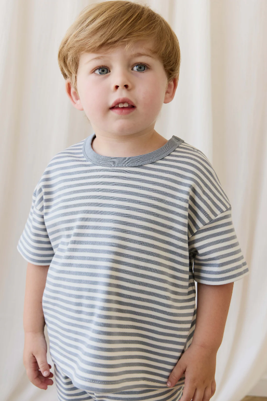 Jamie Kay Pima Cotton Wesley Tee in Narrow Stripe Dawn/Cloud