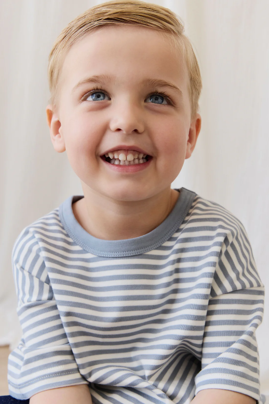 Jamie Kay Pima Cotton Wesley Tee in Narrow Stripe Dawn/Cloud
