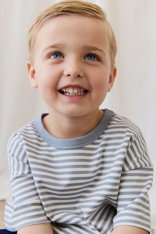 Jamie Kay Pima Cotton Wesley Tee in Narrow Stripe Dawn/Cloud