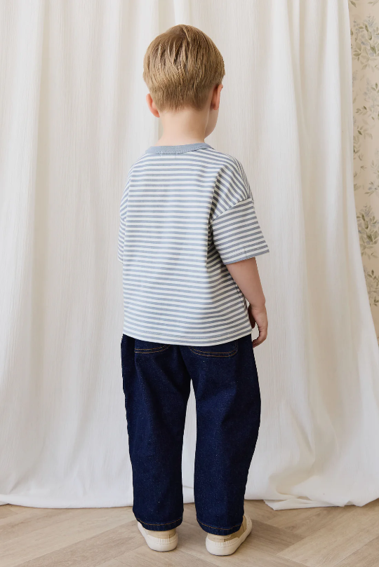 Jamie Kay Pima Cotton Wesley Tee in Narrow Stripe Dawn/Cloud