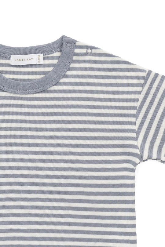 Jamie Kay Pima Cotton Wesley Tee in Narrow Stripe Dawn/Cloud