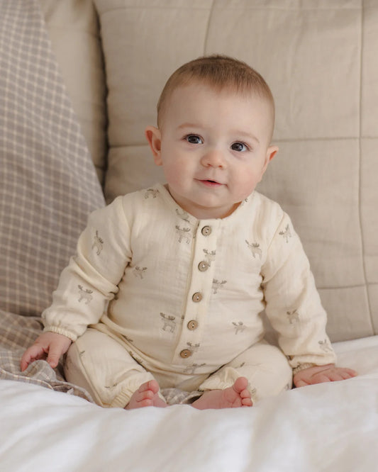 Quincy Mae Woven Jumpsuit in Moose