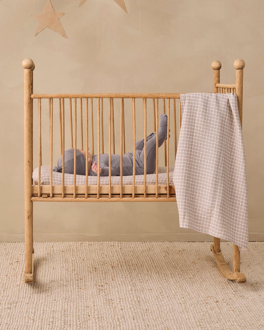 Quincy Mae Woven Crib Sheet in Blue Gingham