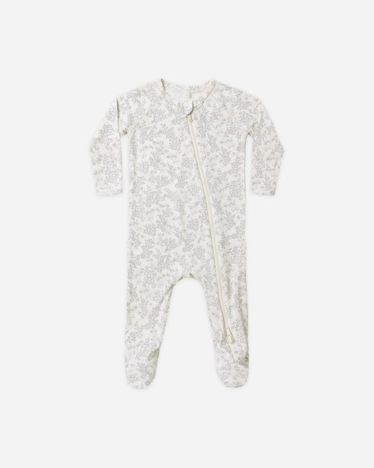 Quincy Mae Bamboo Zip Footie in Cloud Floral