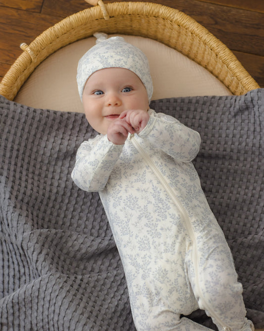 Quincy Mae Bamboo Zip Footie in Cloud Floral