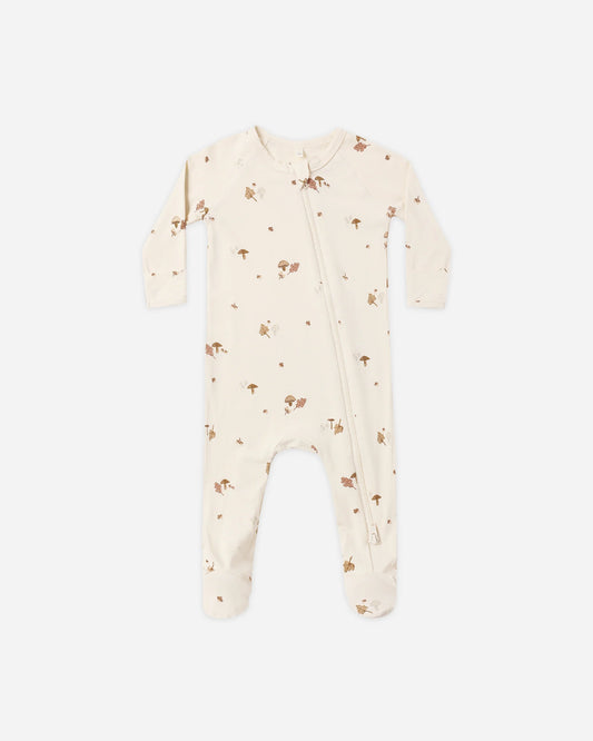 Quincy Mae Bamboo Zip Footie in Woodland