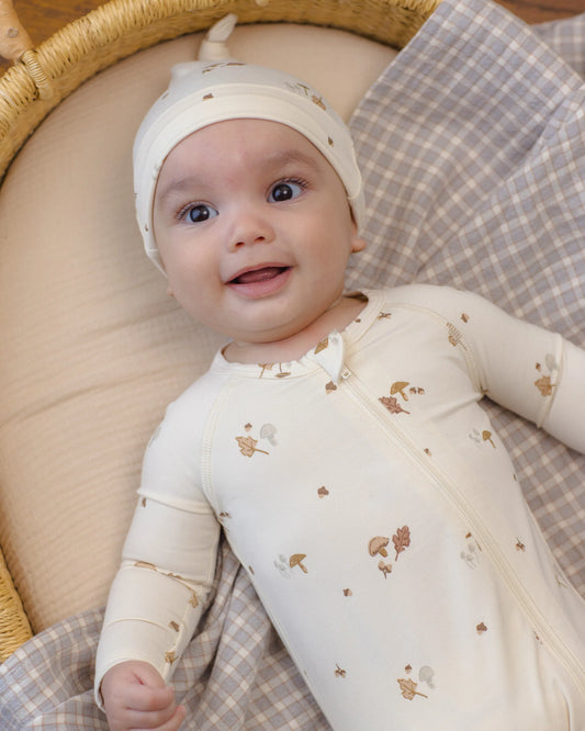 Quincy Mae Bamboo Zip Footie in Woodland