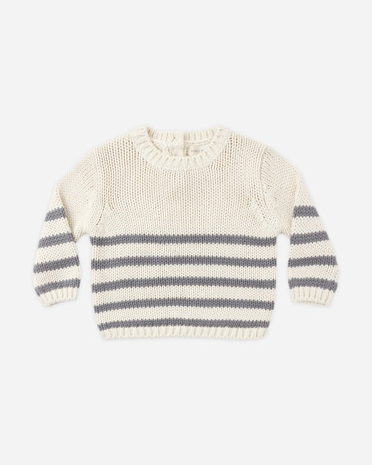 Quincy Mae Rex Sweater in Slate Stripe