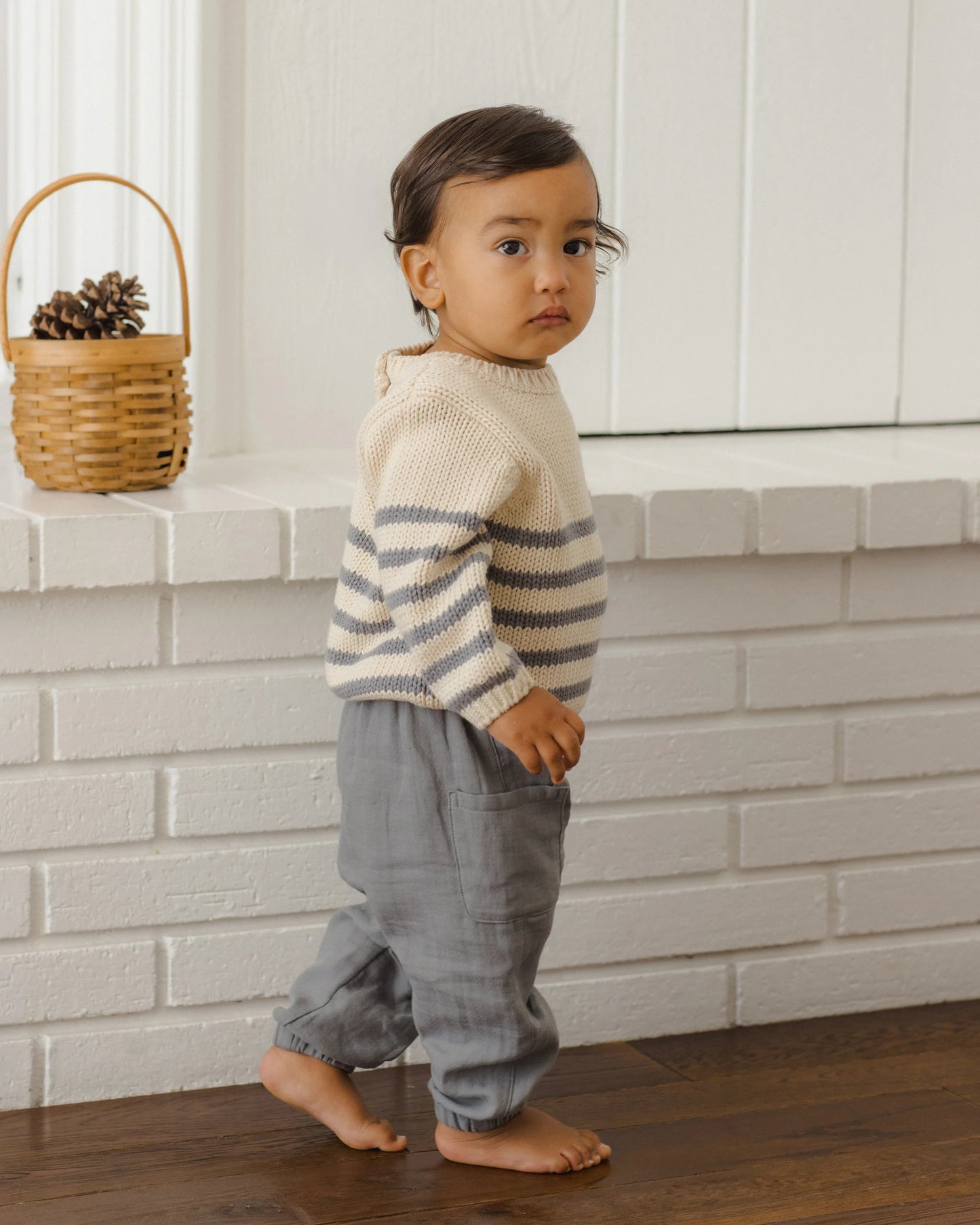 Quincy Mae Rex Sweater in Slate Stripe