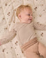 Quincy Mae Side Snap Bodysuit and Pant Set in Almond Stripe