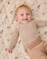 Quincy Mae Side Snap Bodysuit and Pant Set in Almond Stripe