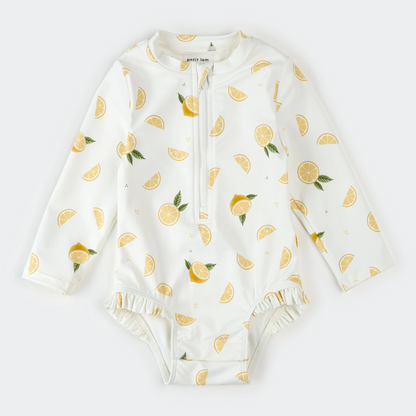 Petit Lem Long Sleeve One Piece Swimsuit in Lemon Print