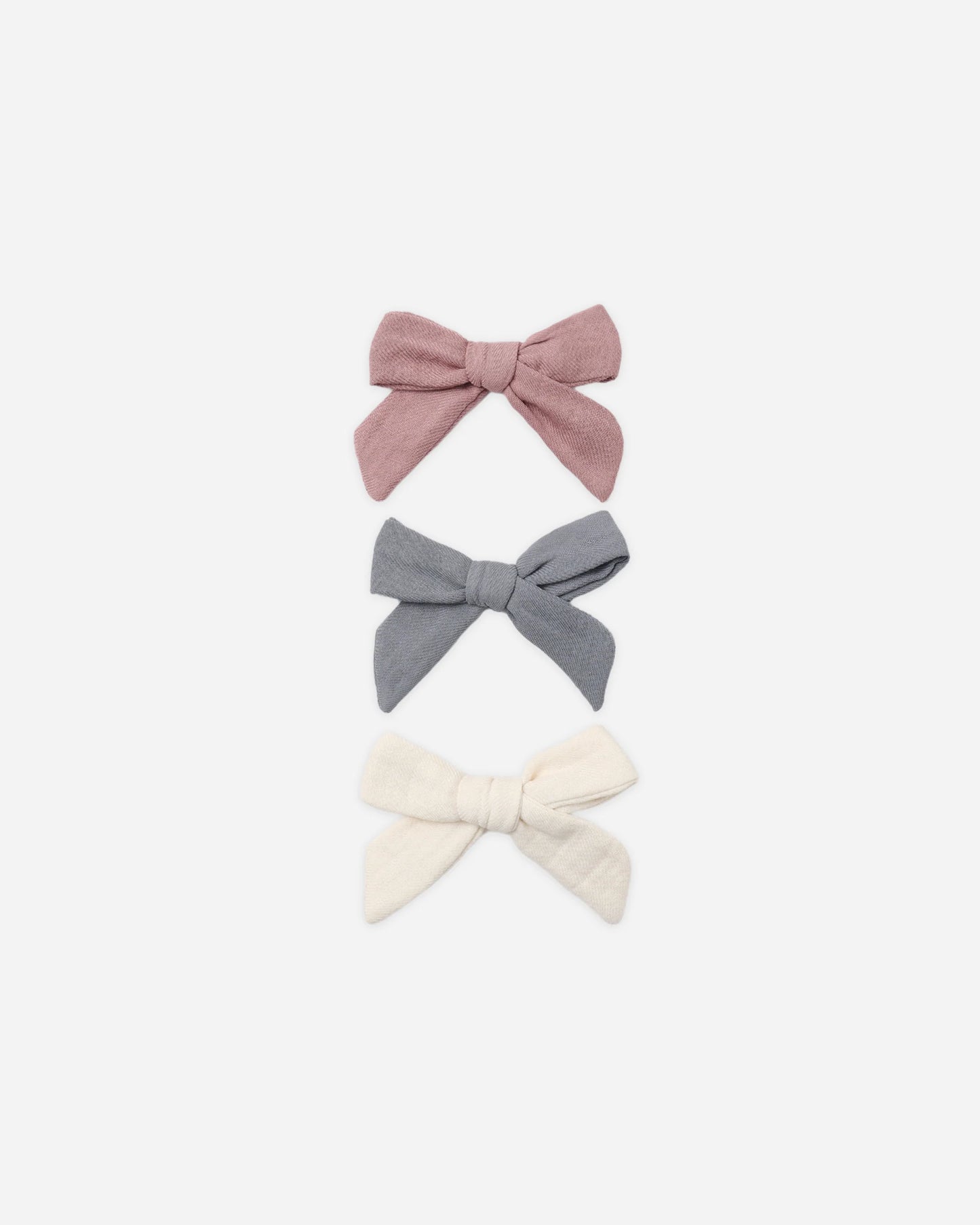 Quincy Mae Bow with Clip Set of 3 - Mulberry/Slate/Natural