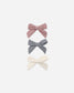 Quincy Mae Bow with Clip Set of 3 - Mulberry/Slate/Natural