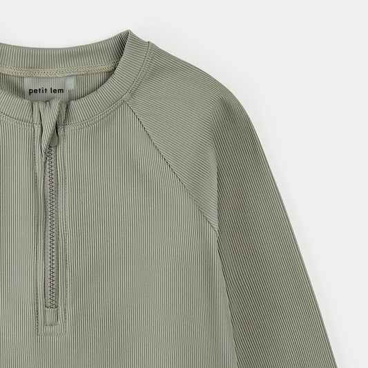 Petit Lem Long Sleeved Ribbed Rashguard Shirt in Sage