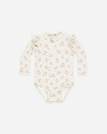 Quincy Mae Byron Rashguard One-Piece in Strawberries