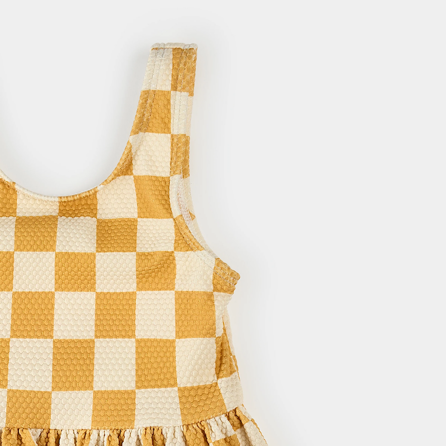 Petit Lem Skirted Swimsuit in Orange Checkerboard