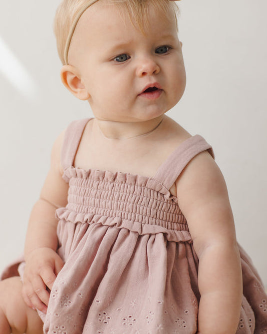 Quincy Mae Smocked Tank & Bloomer Set in Mauve