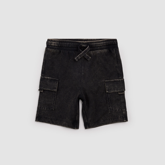 Miles the Label Acid Wash Cargo Short in Black