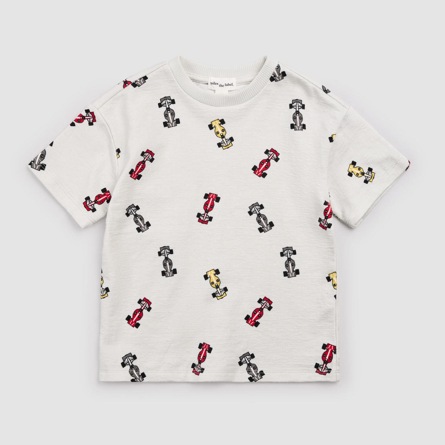 Miles the Label Short Sleeve Sweatshirt in Racecars on Grey