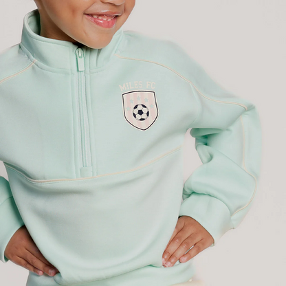 Miles the Label Aqua Half Zip Scuba Sweatshirt