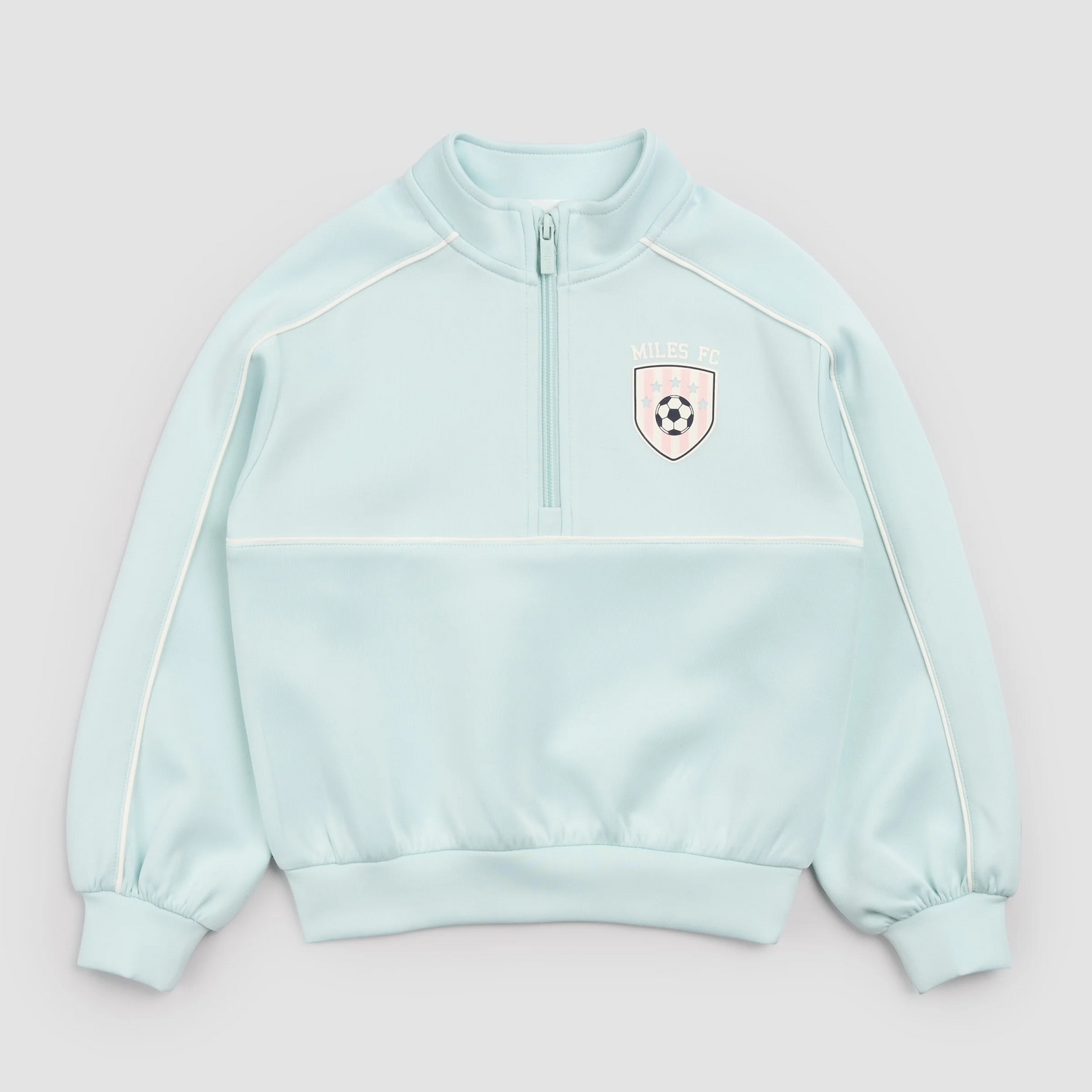 Miles the Label Aqua Half Zip Scuba Sweatshirt