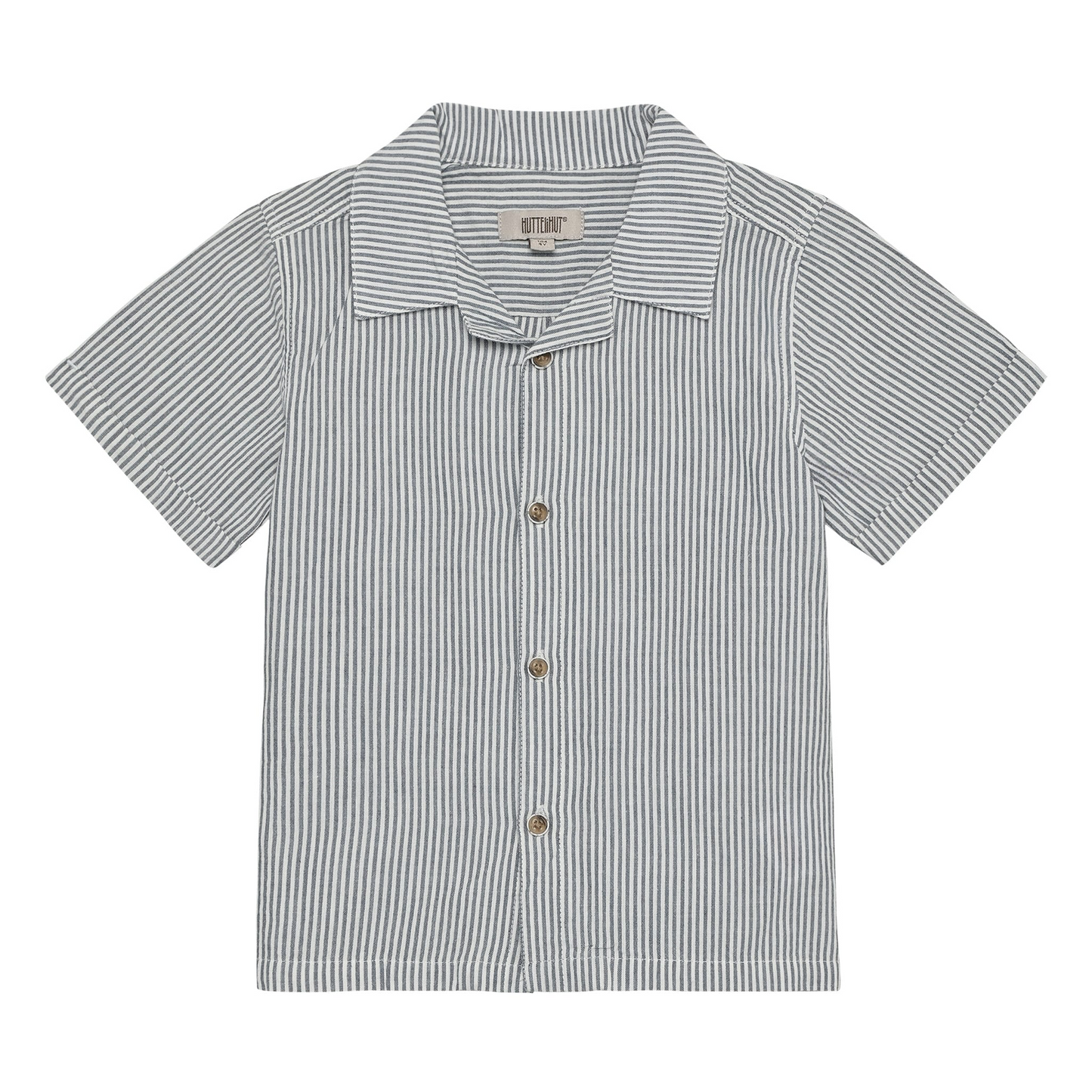Huttelihut Muslin Collared Tee in Navy Striped