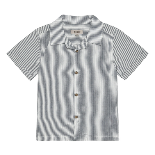 Huttelihut Muslin Collared Tee in Navy Striped