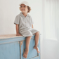 Huttelihut Muslin Collared Tee in Navy Striped