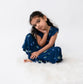Belan J Ruffled Sleeve Twirl Dress in Blueberries