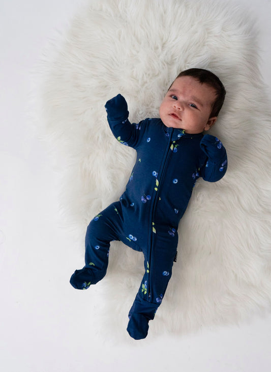 Belan J Bamboo Footed Sleeper in Blueberries