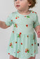 Belan J Bamboo Short Sleeve Skirted Onesie in Strawberry Garden