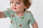 Belan J Bamboo Short Sleeve Skirted Onesie in Strawberry Garden