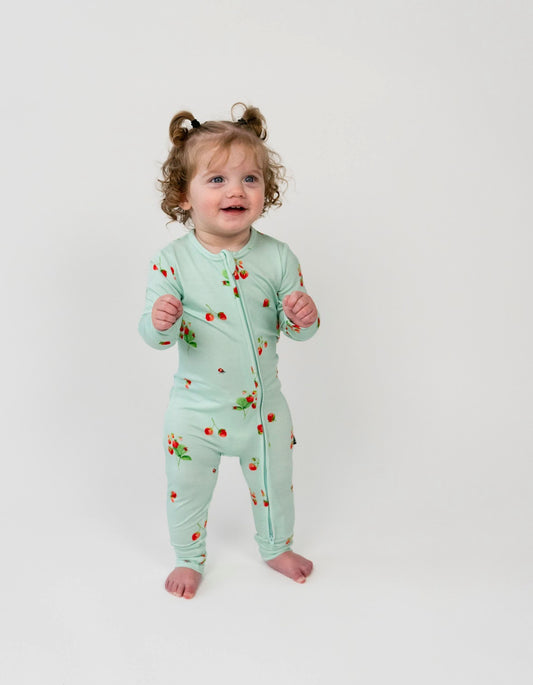 Belan J Foldover Cuff Footless Bamboo Sleeper in Strawberry Garden