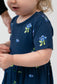 Belan J Bamboo Short Sleeve Skirted Onesie in Blueberries