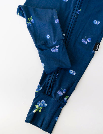 Belan J Foldover Cuff Footless Bamboo Sleeper in Blueberries