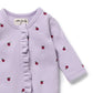 Wilson & Frenchy Organic Waffle Ruffle Zipsuit in Berry Plums